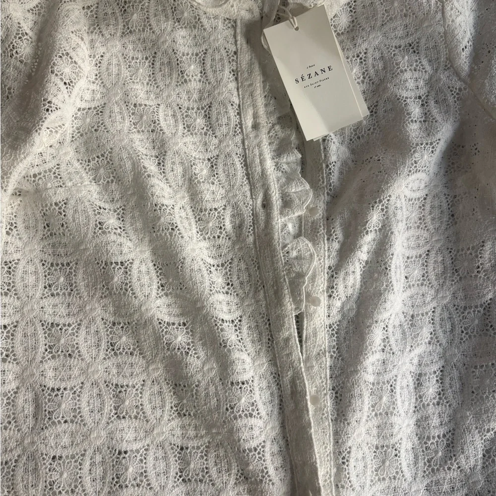 Sezane Ecru Lace Blouse  + Sezane Line Bag - Picture 6 of 8